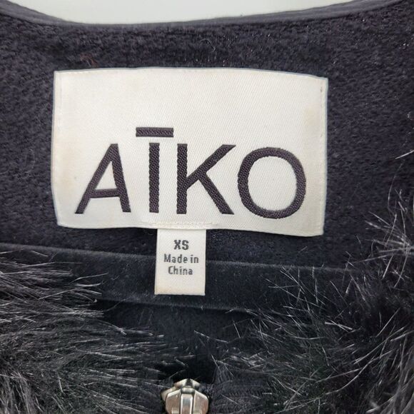 Aiko Womens Vest Faux Vegan Fur Rocker Zip Up Silk Lined Pockets Black XS - Picture 13 of 13